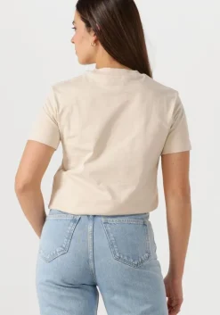 beige calvin klein t-shirt ck applique regular tee