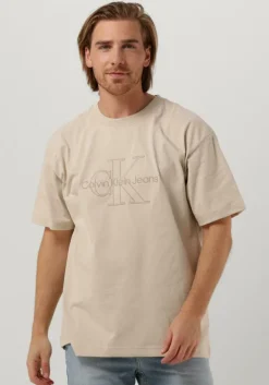 beige calvin klein t-shirt monologo washed tee