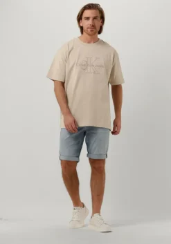 beige calvin klein t-shirt monologo washed tee