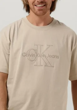 beige calvin klein t-shirt monologo washed tee