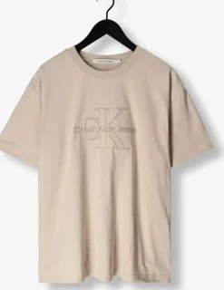 beige calvin klein t-shirt monologo washed tee