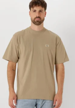 beige calvin klein t-shirt woven label relaxed tee