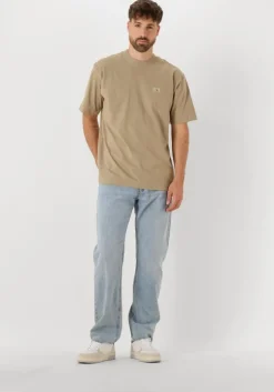 beige calvin klein t-shirt woven label relaxed tee