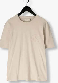 beige calvin klein t-shirt ck applique tee