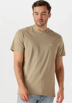 beige calvin klein t-shirt woven label regular tee