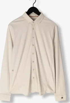 beige cast iron casual overhemd long sleeve shirt cf tec tone interlock jersey