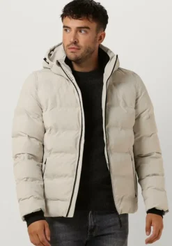 beige cast iron gewatteerde jas hooded jacket dewster speedguard