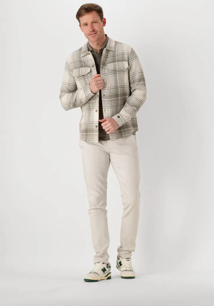 beige cast iron overshirt long sleeve shirt check weave yd