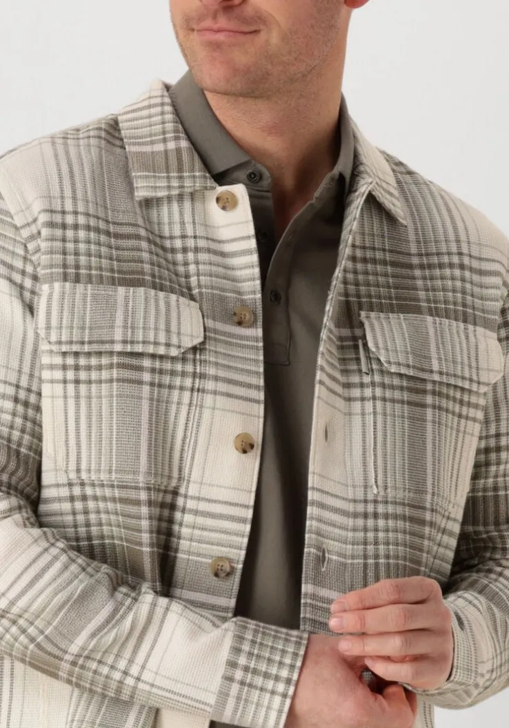 beige cast iron overshirt long sleeve shirt check weave yd