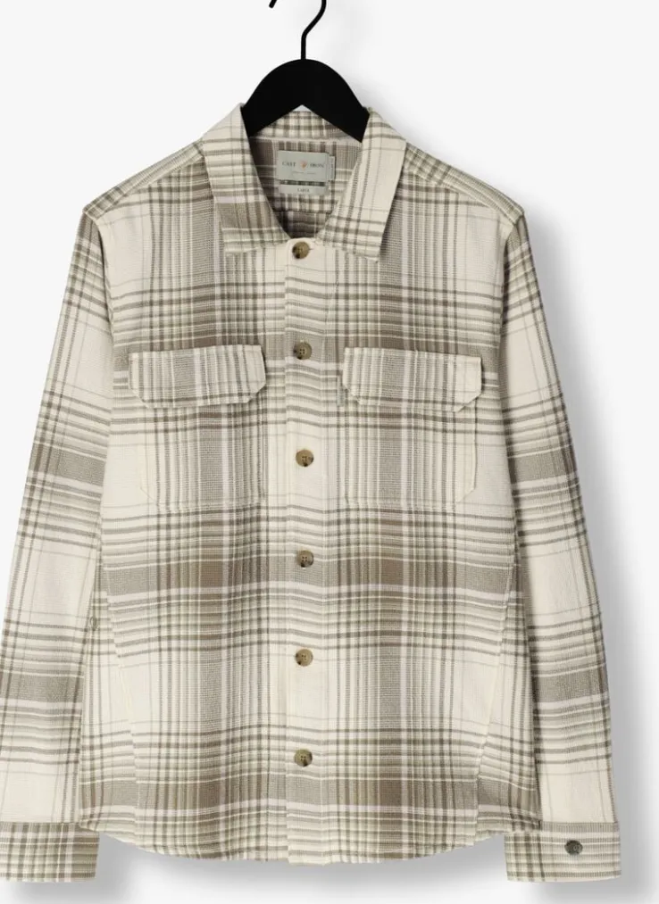 beige cast iron overshirt long sleeve shirt check weave yd