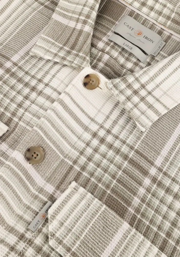 beige cast iron overshirt long sleeve shirt check weave yd
