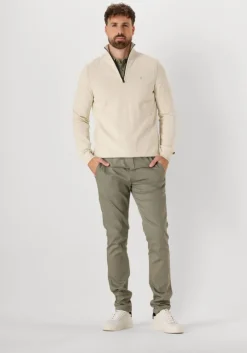 beige cast iron trui half zip collar cotton stretch