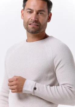 beige cast iron trui r-neck cotton mouline slub