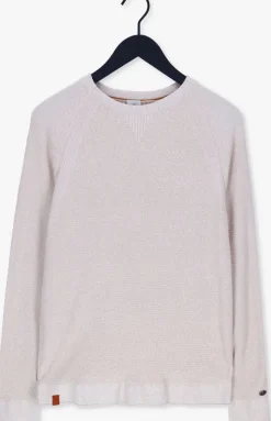 beige cast iron trui r-neck cotton mouline slub