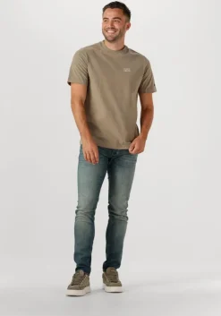 beige cast iron t-shirt regular fit peached jersey