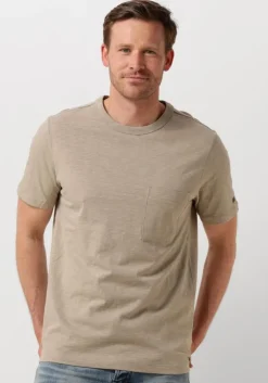 beige cast iron t-shirt short sleeve r-neck regular fit cotton slub