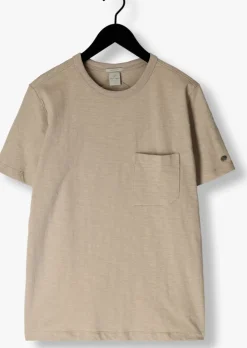 beige cast iron t-shirt short sleeve r-neck regular fit cotton slub