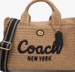 beige coach handtas straw cargo tote
