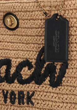 beige coach handtas straw cargo tote