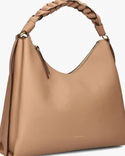 beige coccinelle schoudertas double grainy