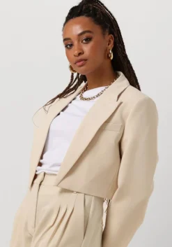 beige co'couture blazer vola crop blazer