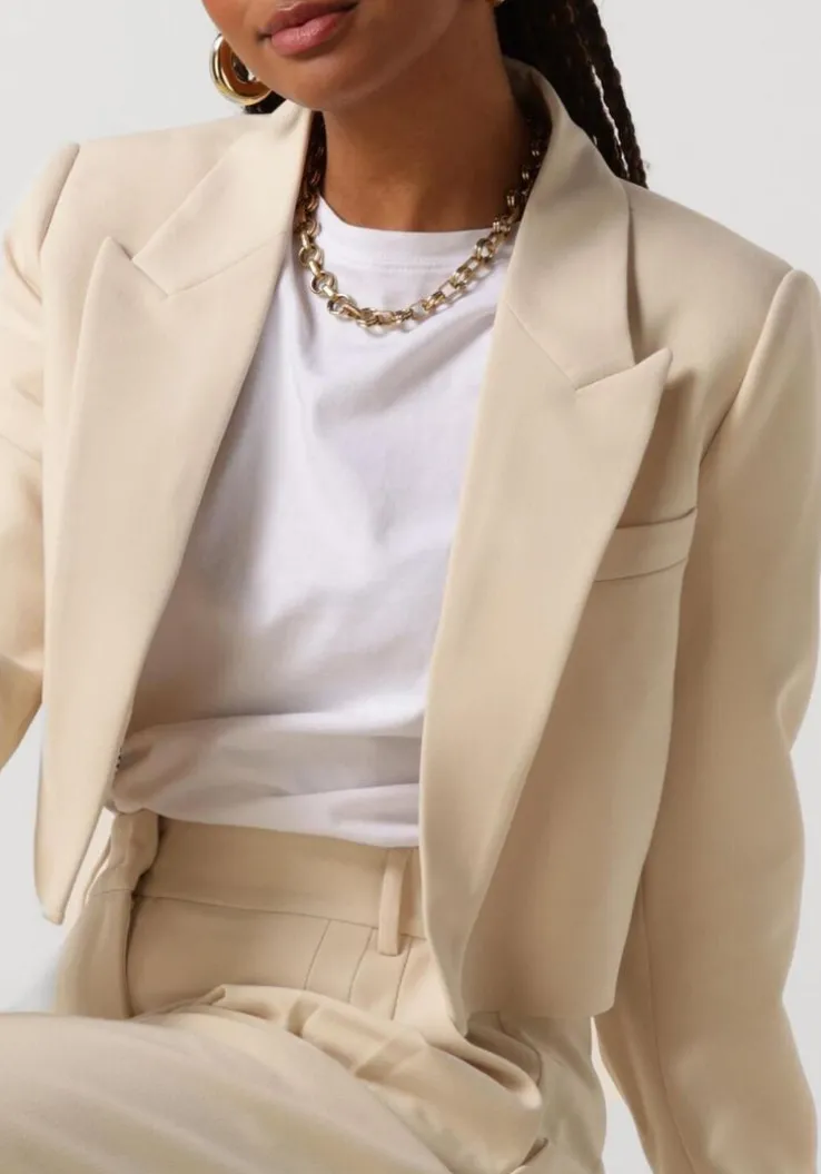 beige co'couture blazer vola crop blazer