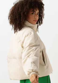 beige co'couture gewatteerde jas frosty crop purr jacket
