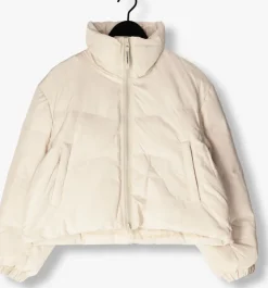 beige co'couture gewatteerde jas frosty crop purr jacket