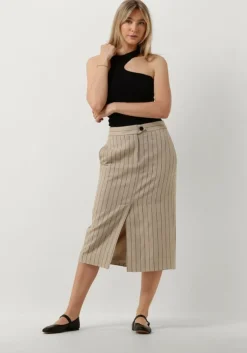 beige co'couture midirok linen pin pencil skirt