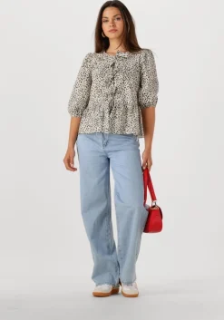 beige colourful rebel blouses lina cheetah bow top