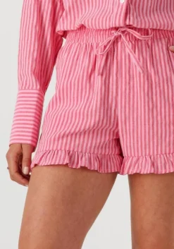 beige colourful rebel korte broek sensa striped ruffle short