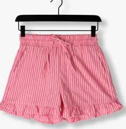 beige colourful rebel korte broek sensa striped ruffle short