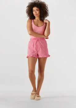 beige colourful rebel korte broek sensa striped ruffle short