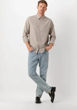 beige drykorn casual overhemd ramis