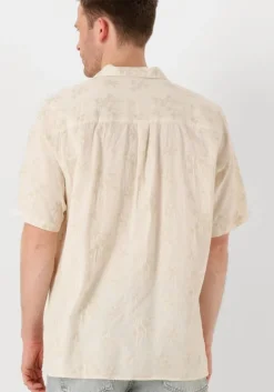 beige forét casual overhemd peer flower jacquard ss shirt