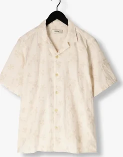 beige forét casual overhemd peer flower jacquard ss shirt