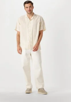 beige forét casual overhemd peer flower jacquard ss shirt