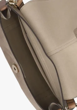 beige furla schoudertas flow m top handle