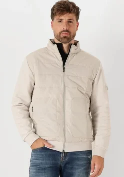beige gentiluomo gewatteerde jas cardigan zip