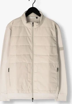 beige gentiluomo gewatteerde jas cardigan zip