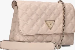 beige guess schoudertas giully 2 cmprtmnt cnvrtble flp