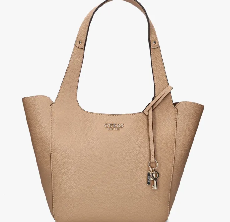 beige guess schoudertas helina tote