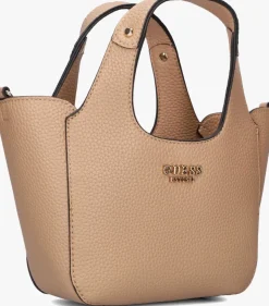beige guess schoudertas helina mini tote
