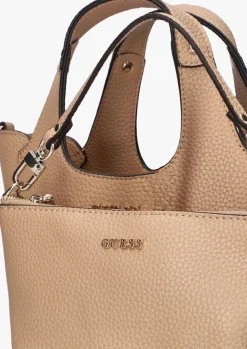 beige guess schoudertas helina mini tote
