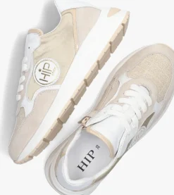 beige hip lage sneakers h1094