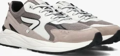 beige hub lage sneakers grid-m