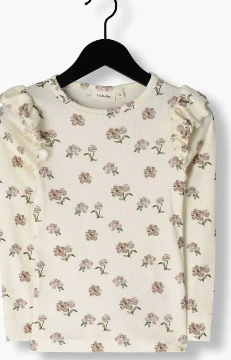 beige lil' atelier tops & t-shirts nmfgavo eko ls slim top lil noos