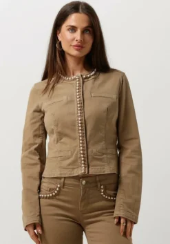 beige liu jo jack drill stretch mix jacket