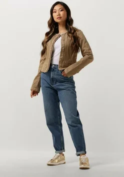 beige liu jo jack drill stretch mix jacket