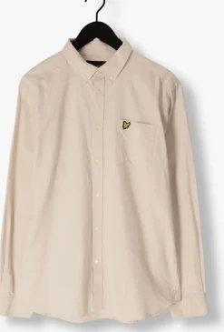 beige lyle & scott casual overhemd cotton linen button down shirt